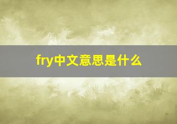 fry中文意思是什么