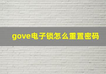 gove电子锁怎么重置密码