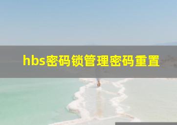 hbs密码锁管理密码重置