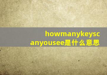 howmanykeyscanyousee是什么意思