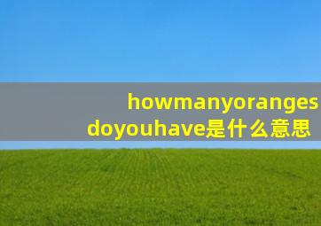 howmanyorangesdoyouhave是什么意思