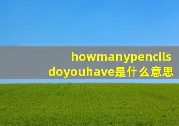 howmanypencilsdoyouhave是什么意思