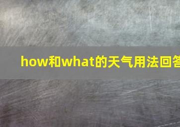 how和what的天气用法回答