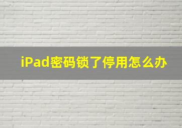 iPad密码锁了停用怎么办