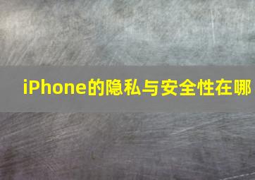 iPhone的隐私与安全性在哪