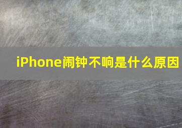 iPhone闹钟不响是什么原因