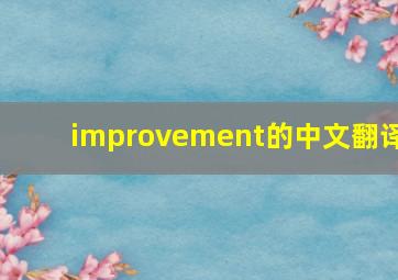 improvement的中文翻译