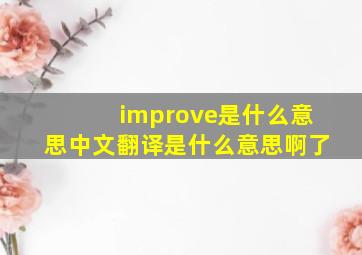 improve是什么意思中文翻译是什么意思啊了