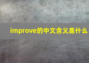 improve的中文含义是什么