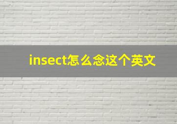 insect怎么念这个英文