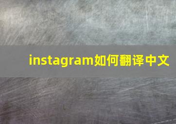 instagram如何翻译中文