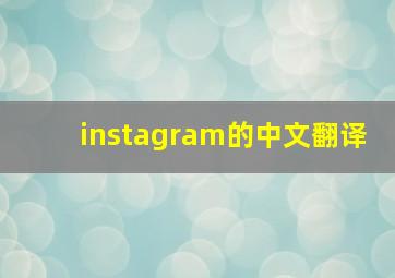 instagram的中文翻译