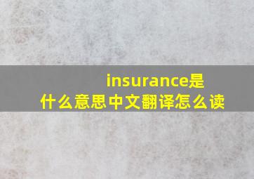 insurance是什么意思中文翻译怎么读