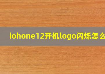 iohone12开机logo闪烁怎么办