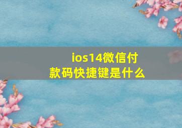 ios14微信付款码快捷键是什么