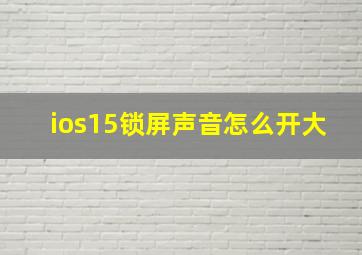 ios15锁屏声音怎么开大