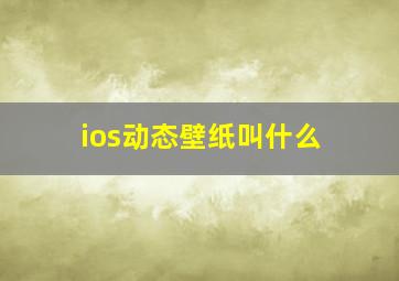 ios动态壁纸叫什么