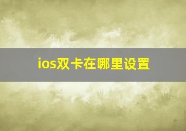 ios双卡在哪里设置