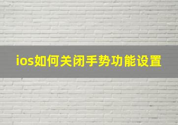 ios如何关闭手势功能设置