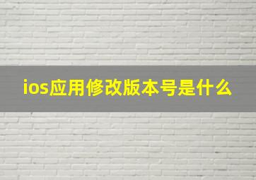 ios应用修改版本号是什么