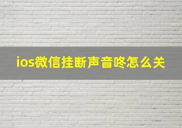 ios微信挂断声音咚怎么关