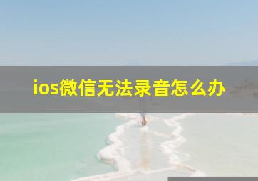 ios微信无法录音怎么办