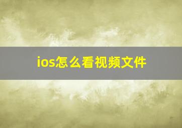 ios怎么看视频文件