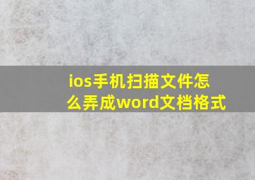 ios手机扫描文件怎么弄成word文档格式