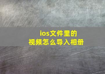 ios文件里的视频怎么导入相册