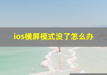 ios横屏模式没了怎么办