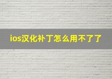 ios汉化补丁怎么用不了了