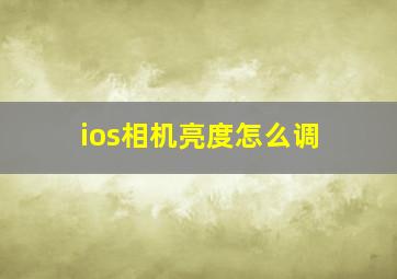 ios相机亮度怎么调