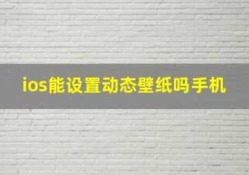 ios能设置动态壁纸吗手机