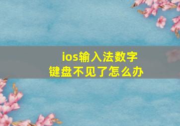 ios输入法数字键盘不见了怎么办