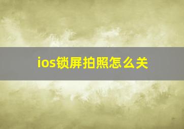 ios锁屏拍照怎么关