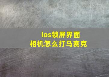 ios锁屏界面相机怎么打马赛克