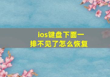 ios键盘下面一排不见了怎么恢复