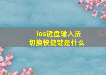 ios键盘输入法切换快捷键是什么