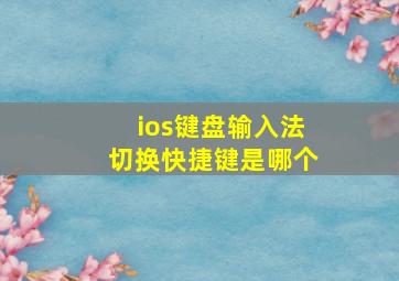 ios键盘输入法切换快捷键是哪个