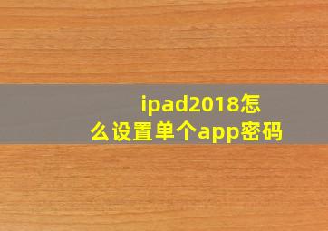 ipad2018怎么设置单个app密码