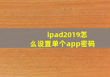 ipad2019怎么设置单个app密码