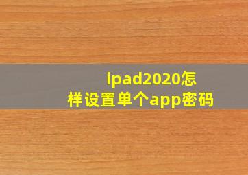 ipad2020怎样设置单个app密码