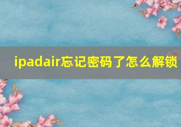 ipadair忘记密码了怎么解锁