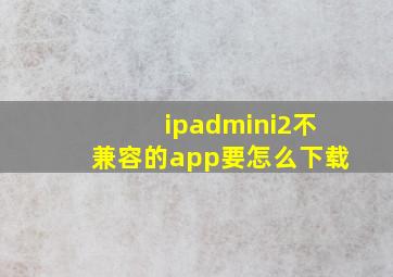 ipadmini2不兼容的app要怎么下载