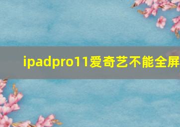 ipadpro11爱奇艺不能全屏