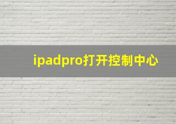 ipadpro打开控制中心