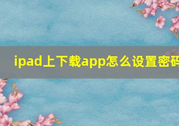 ipad上下载app怎么设置密码