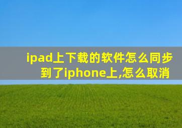 ipad上下载的软件怎么同步到了iphone上,怎么取消