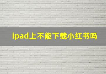 ipad上不能下载小红书吗