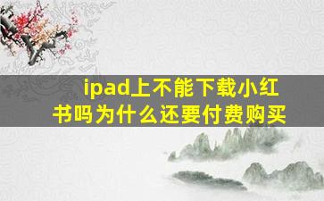 ipad上不能下载小红书吗为什么还要付费购买